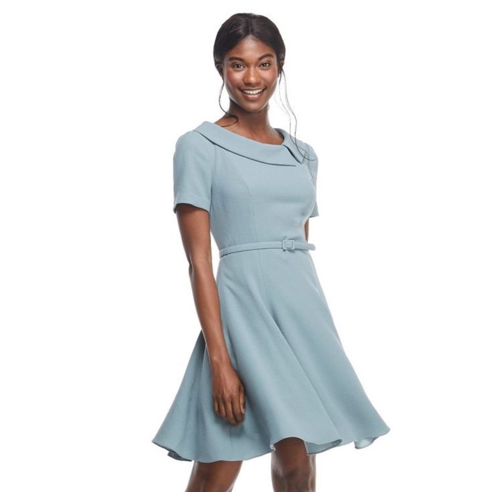 Gal Meets Glam - Roberta Blue A-Line Mini Dress with Peter Pan Collar